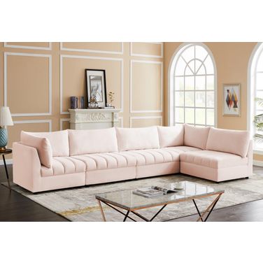 Jacob Velvet 5 Piece Modular Sectional In Pink