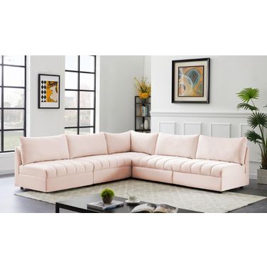Jacob Velvet 5 Piece Modular Sectional In Pink