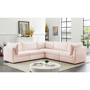 Jacob Velvet 5 Piece Modular Sectional In Pink