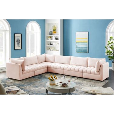 Jacob Velvet 6 Piece Modular Sectional In Pink