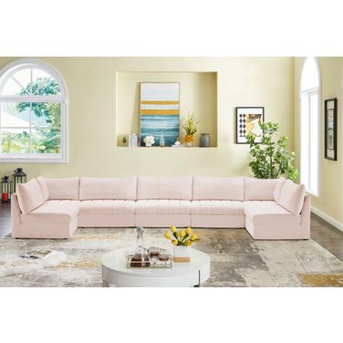 Jacob Velvet 7 Piece Modular Sectional In Pink