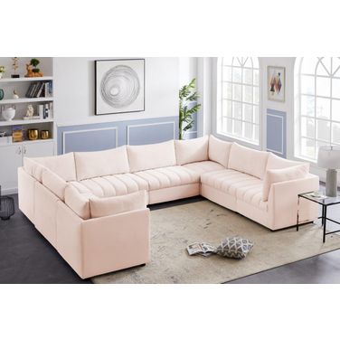 Jacob Velvet 8 Piece Modular Sectional In Pink