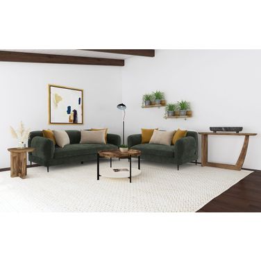 Jade Chenille Upholstered Modern Track Arm Living Room Set In Green