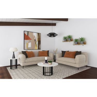 Jade Chenille Upholstered Sculpted Track Arm Living Room Set In Latte