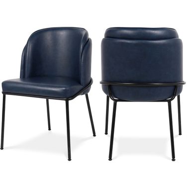 Jagger Vegan Leather Dining Chair Set of 2 In Navy and Matte Black