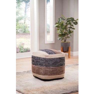 Jamal Square Handwoven Woolen Ottoman In Brown