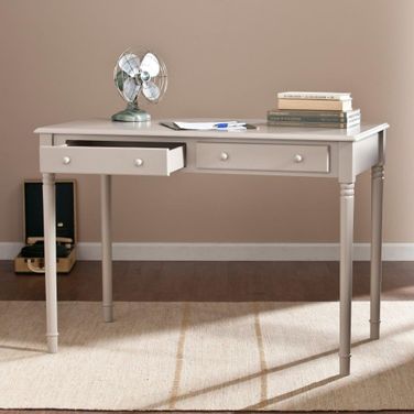 Janice 2-Drawer Writing Desk In Gray