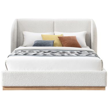 Jardin Boucle Fabric King Bed In Cream and Natural Oak
