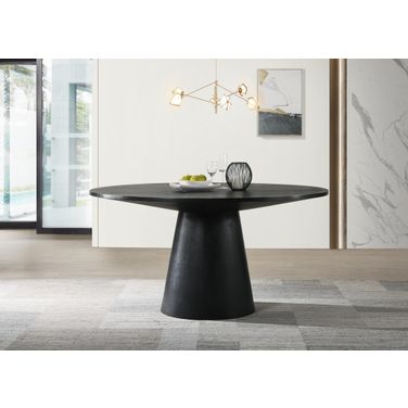 Jasper 59 Inch Round Dining Table In Ebony Black