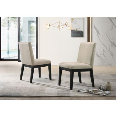 Jasper Fabric 19 Inch Dining Chair Set of 2 In Black and Beige