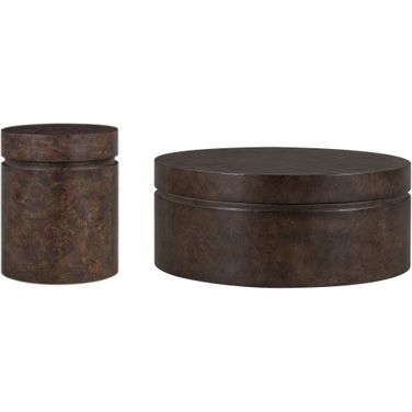 Jax Solid Wood with Poplar Venner Occasional Table Set In Dark Brown