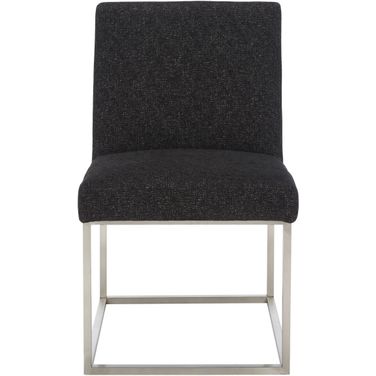 Jenette Linen Fabric Dining Chair In Black/Silver