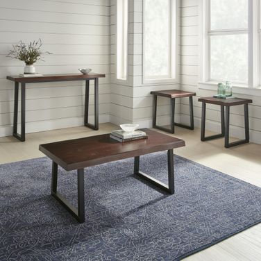 Jennings Live Edge Occasional Table Set In Brown