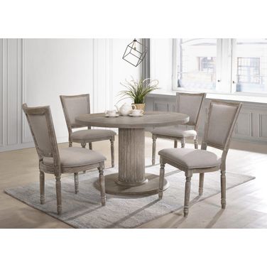Jessica 5 Piece Round Wood Dinette Set In Gray