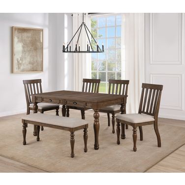 Joanna Rectangular Dining Set In Brown