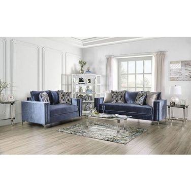 Jodie Satin Blue Living Room Set