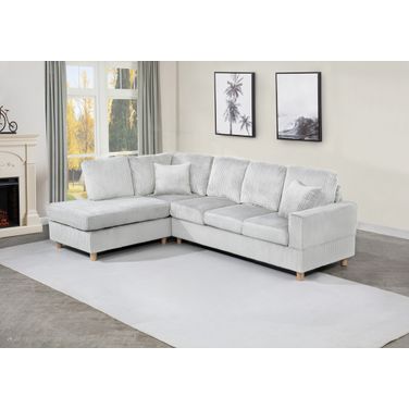 Joe 2-Piece Velvet Corduroy Sectional in Light Gray