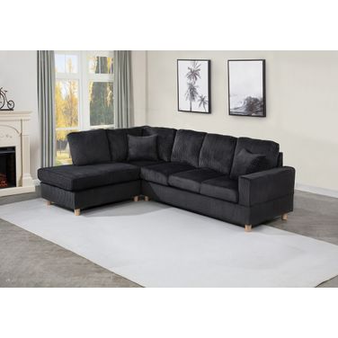 Joe 2-Piece Velvet Upholstered Sectional in Black