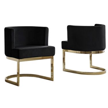 Joe Accent Chair In Black Velvet and Gold Chrome Base
