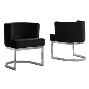 Joe Accent Chair In Black Velvet and Silver Chrome Base