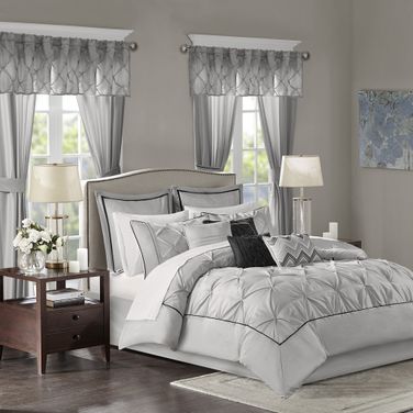 Joella Polyester Polyoni Queen Tufted Pieced 24 Piece Room In A Bag In Grey