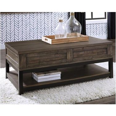 Johurst Grayish Brown Coffee Table Lift Top