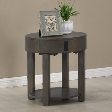 Jonah Light Brown Mdf End Table With Usb Ports
