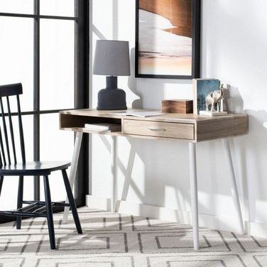 Jorja Natural and White 1 Drawer Home Office Set