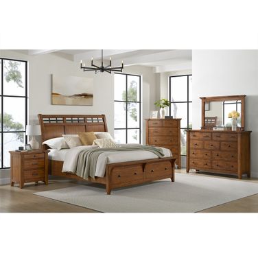 Joseph Sleigh Storage Bedroom Set In Chestnut
