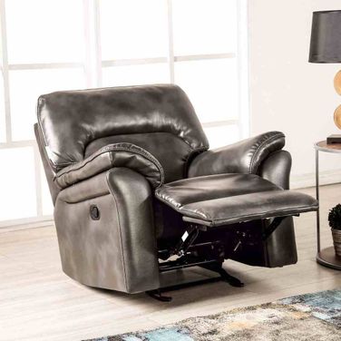 Josias Glider Recliner In Dark Gray Leatherette