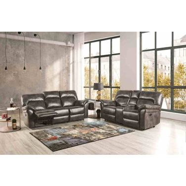 Josias Living Room Set In Dark Gray Leatherette