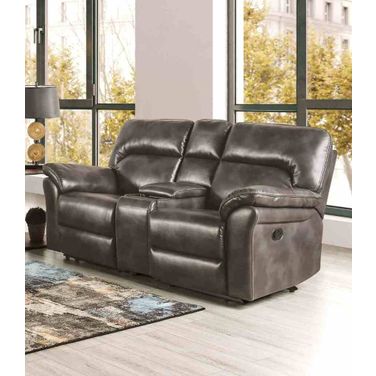 Josias Loveseat In Dark Gray Leatherette