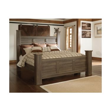Juararo Dark Brown California King Poster Bed