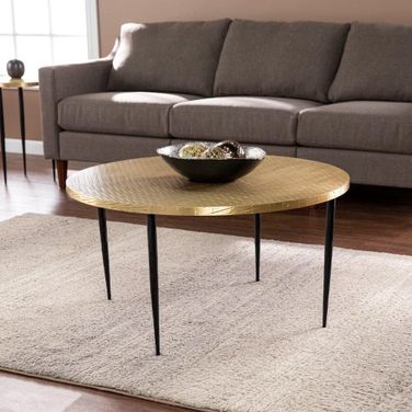 Judmont Round Cocktail Table With Embossed Top