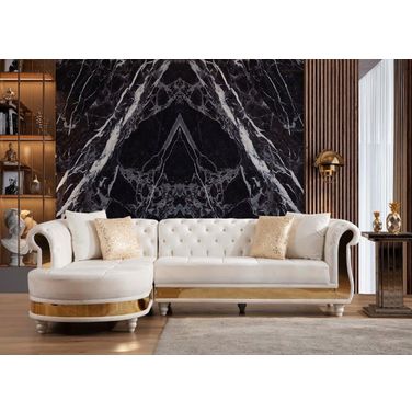 Julia Sectional Made With Velvet Fabric In Beige