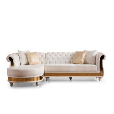 Julia Sectional Made With Velvet Fabric In Off White
