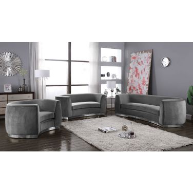 Julian Living Room Set (Grey/ Chrome)