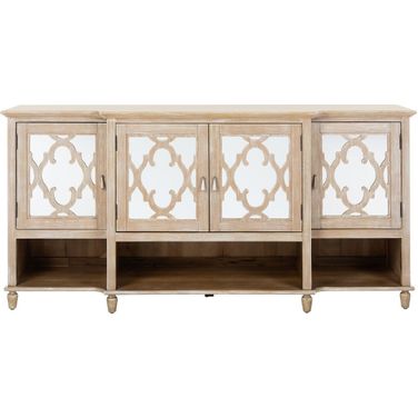 Juliette Mirrored Sideboard In White Wash