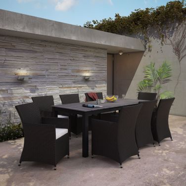 Junction Brown White 9 Piece Outdoor Patio Dining Set