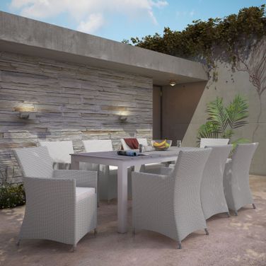 Junction Gray and White 9 Piece Outdoor Patio Dining Set