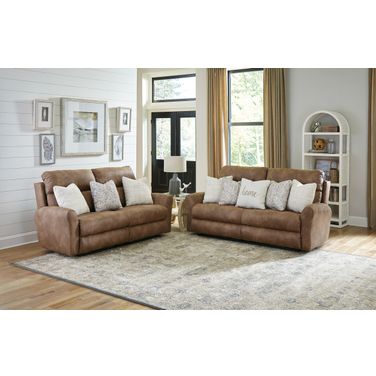 Justine Lay Flat Reclining Living Room Set In Burlap