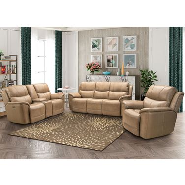 Kaden Power Reclining Living Room Set w/ Power Headrests and Lumbar (Taupe)
