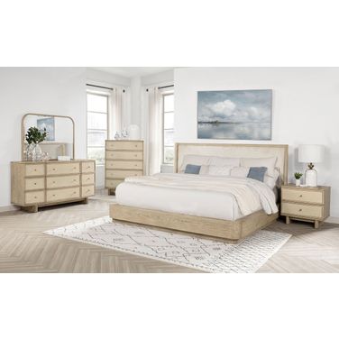 Kailani Wingback Bedroom Set In Beige Oak