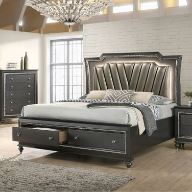 Kaitlyn Storage Bed (Metallic Gray) (King)