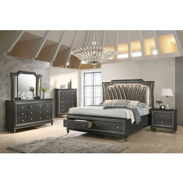 Kaitlyn Storage Bedroom Set (Metallic Gray)