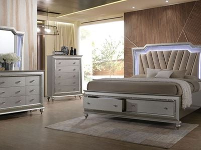 Acme Furniture Louis Philippe Collection 26805FSET 5 PC Bedroom Set with  Full Size Bed, Dresser, Mirror, Chest and Nightstand in Dark Grey Finish