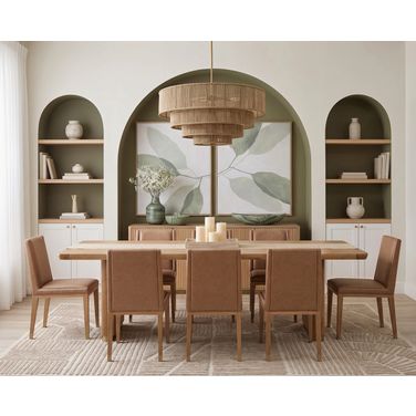 Kalla 96 Inch Rectangular Dining Room Set In Rustic Oak