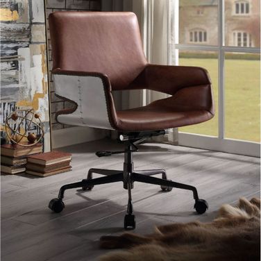 Kamau Vintage Cocoa Top Grain Leather Office Chair