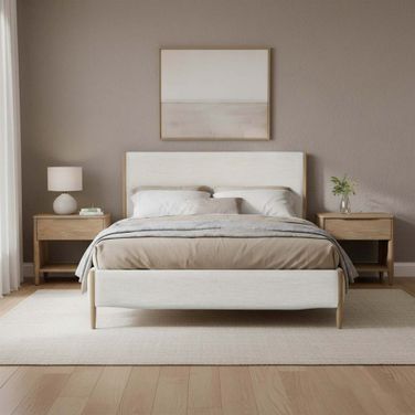 Kamelia King Bed In Alabaster and Sand