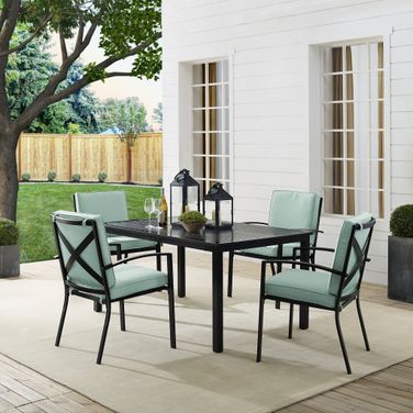 Kaplan 5 Piece Outdoor Dining Set In Mist and Oil Rubbed Bronze